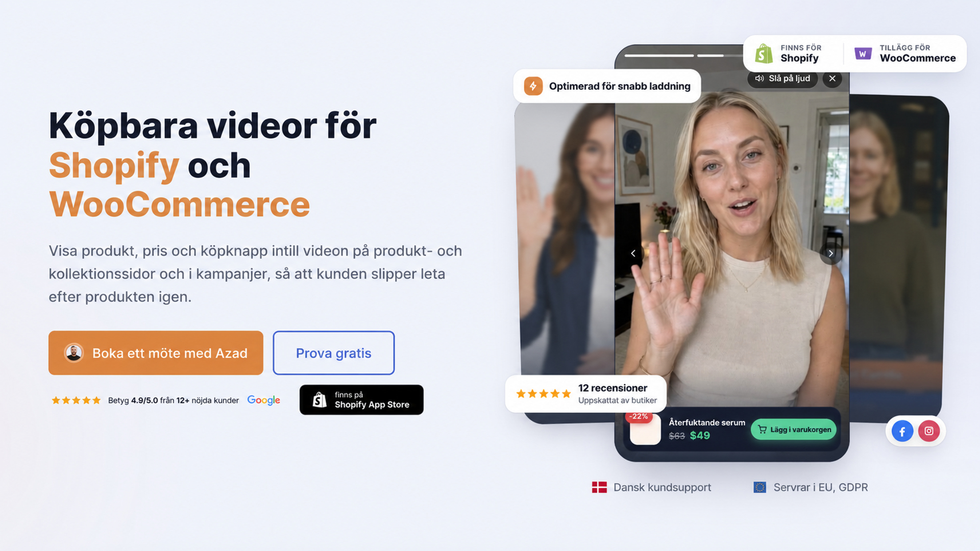 CompleteGreets huvudsektion för köpbara videor på Shopify och WooCommerce.