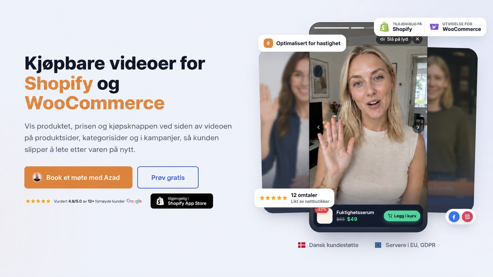 Alternativer til Bambuser for kjøpbare videoer og liveshopping 3 CompleteGreet med kjøpbare videoer for Shopify og WooCommerce.