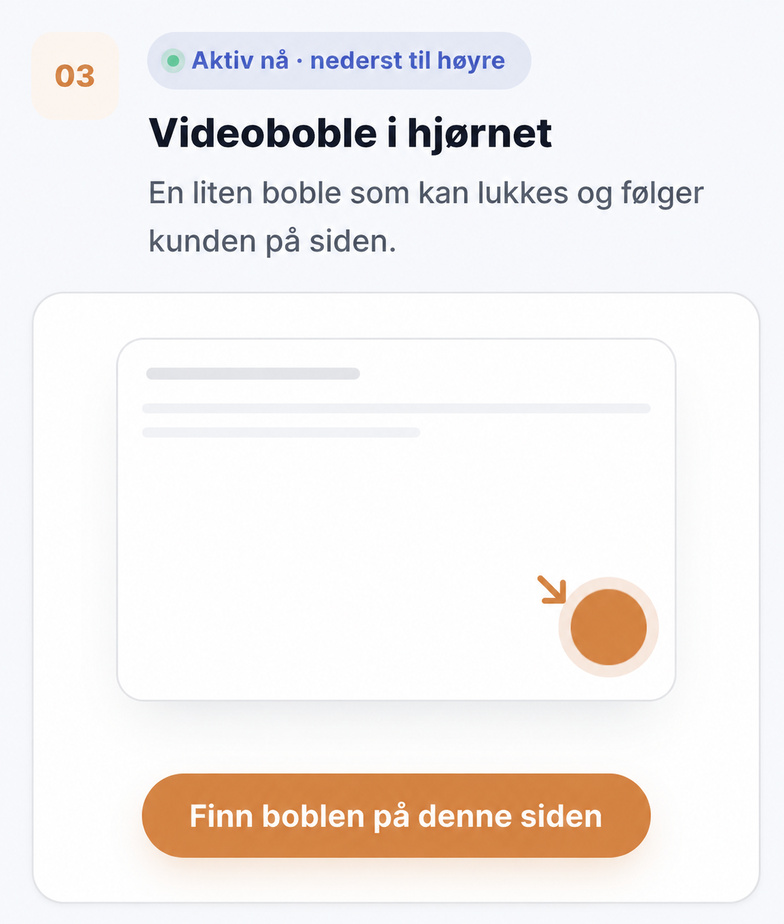 CompleteGreet corner video bubble that follows shoppers across a page.