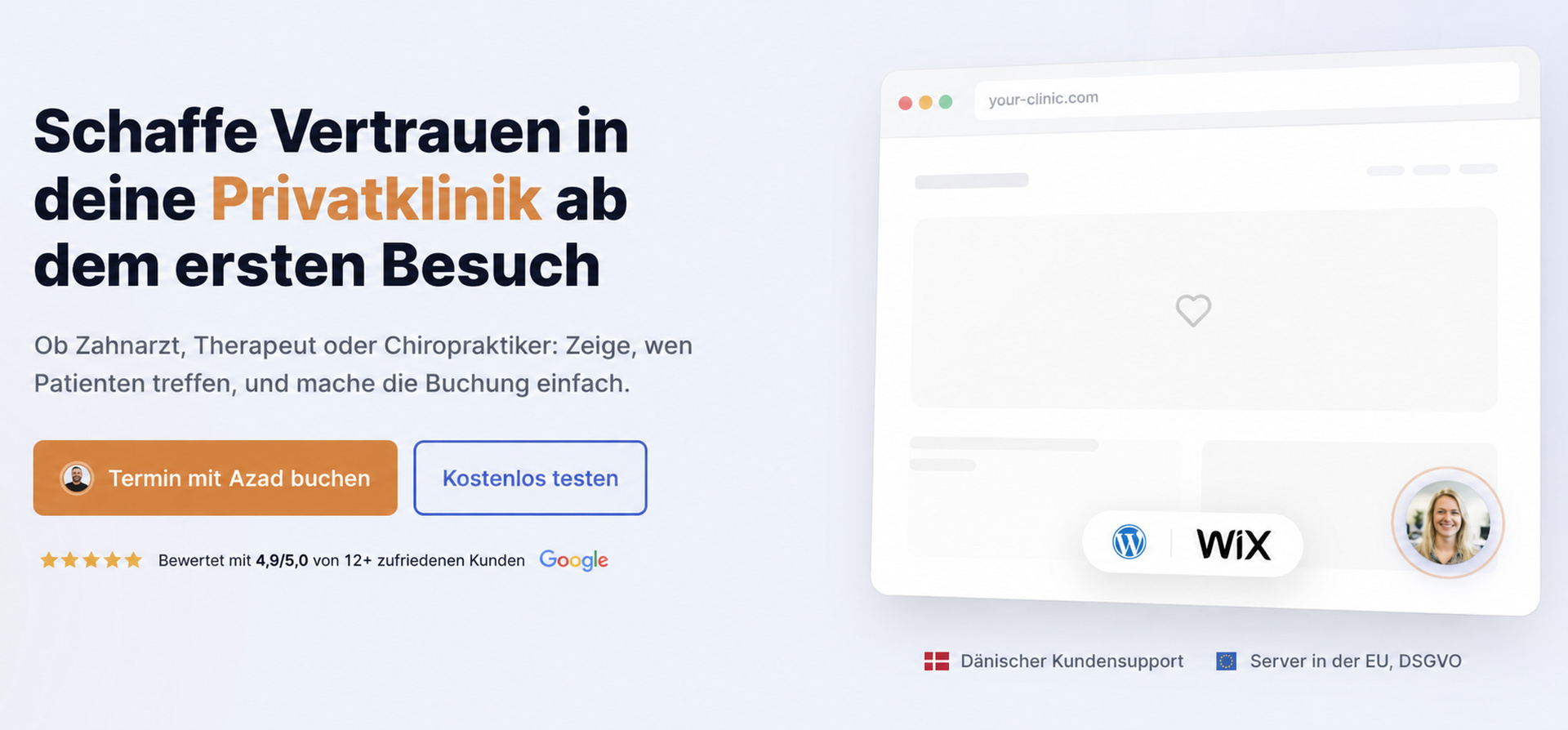 CompleteGreet gegen Bambuser 3 CompleteGreet private clinic hero section for patient trust.